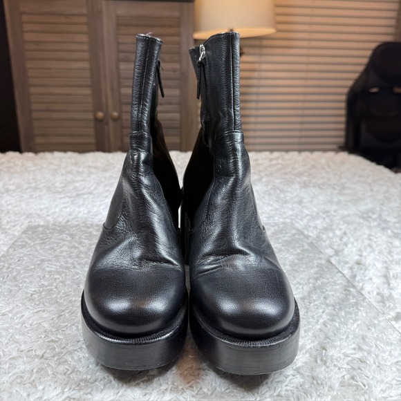 Simon Miller Ankle Boots 41 Low Raid Black Leather Platform Block Heel Rock Chic - Picture 2 of 14